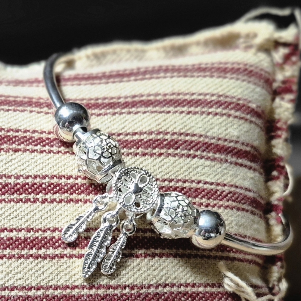 Silver Beaded Charm Bracelet